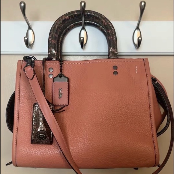 Coach Coral Satchel with Snakeskin Accents - Picture 2 of 2